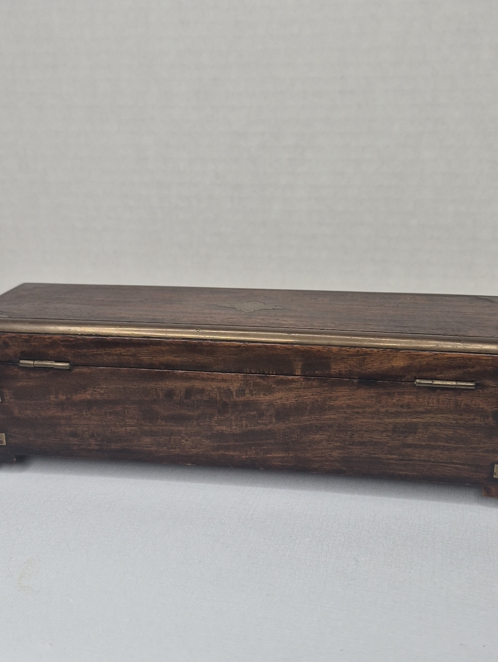 RARE Antique 19thC Rosewood Scribe Box w/ Hidden Drawer & Key - Picture 7 of 16